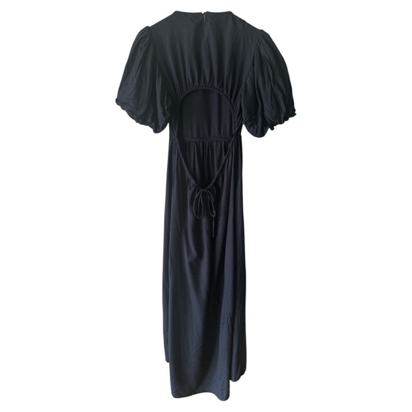 Beach Riot Weston Cutout Puff Sleeve Back Linen Blend Maxi Dress - Black - Large - Picture 7 of 11